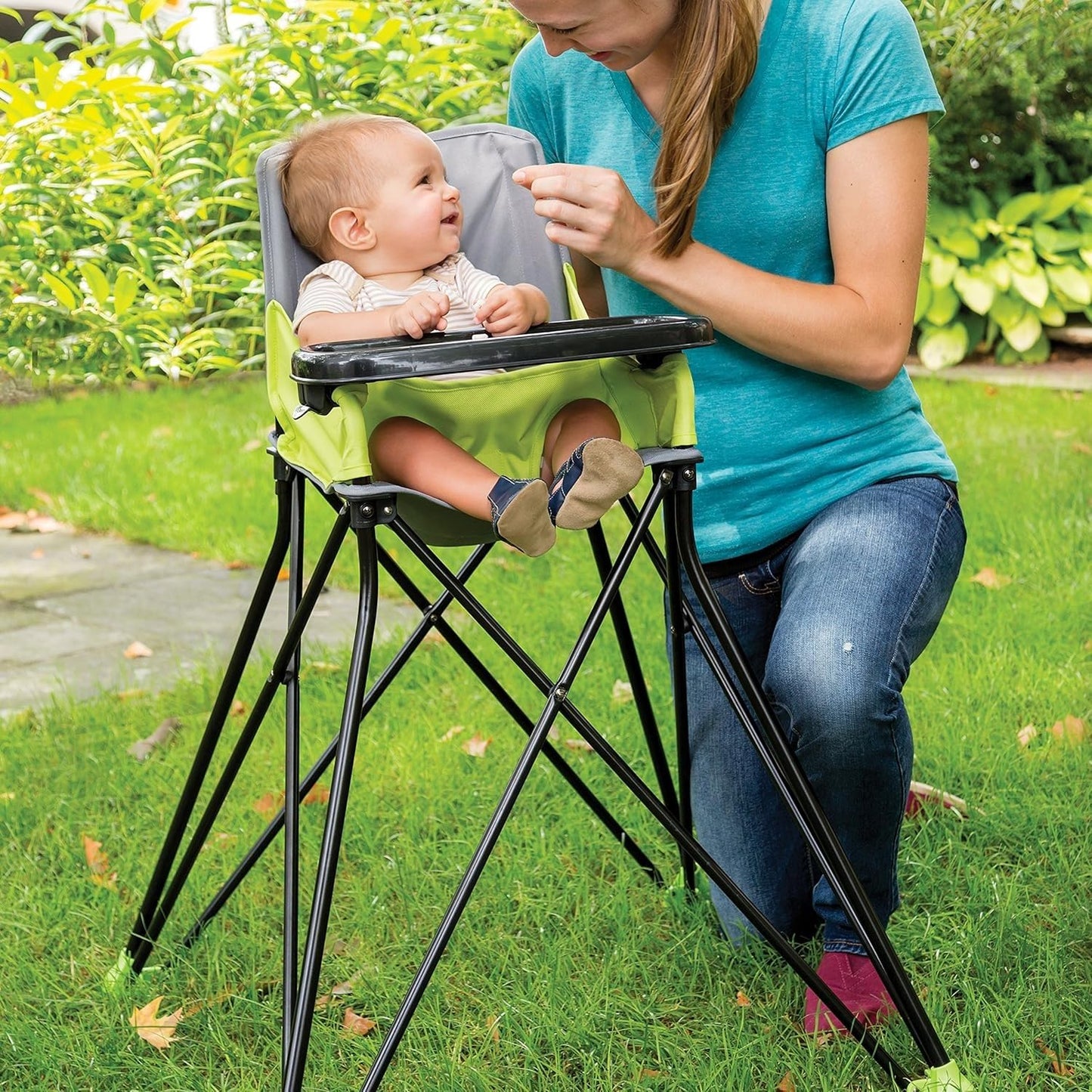 Summer Infant Pop ‘n Sit Portable Highchair, Green - Portable Highchair for Indoor/Outdoor Dining – Space Saver High Chair with Fast, Easy, Compact Fold, for 6 Months – 45 Pounds