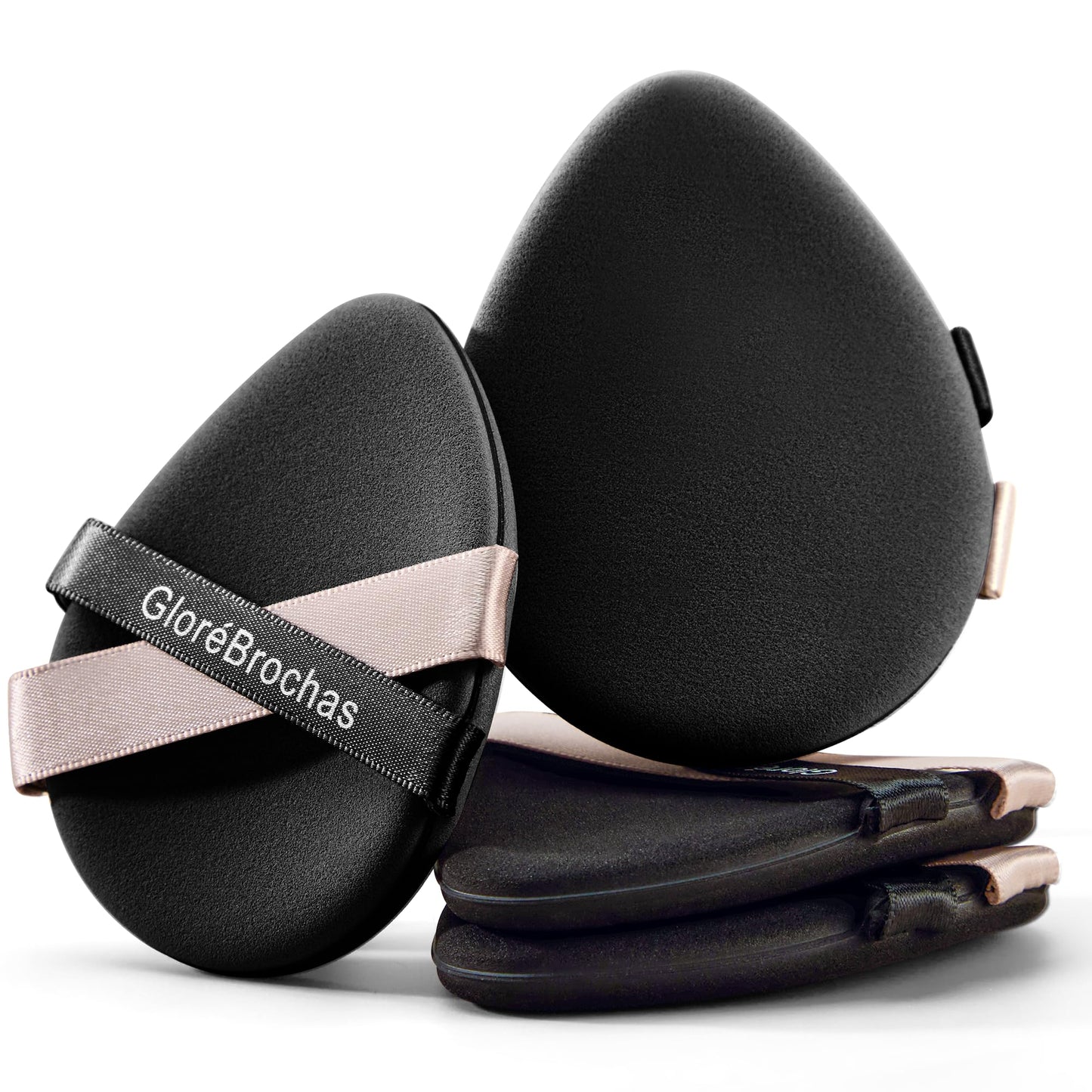Makeup Sponge Set, GloréBrochas 4PCS Micro Porous Foundation Sponge, Latex-Free PU Makeup Puff, Low Absorption 3.2 Inch Soft Dual-Sided Foundation Puff, Individually Wrapped
