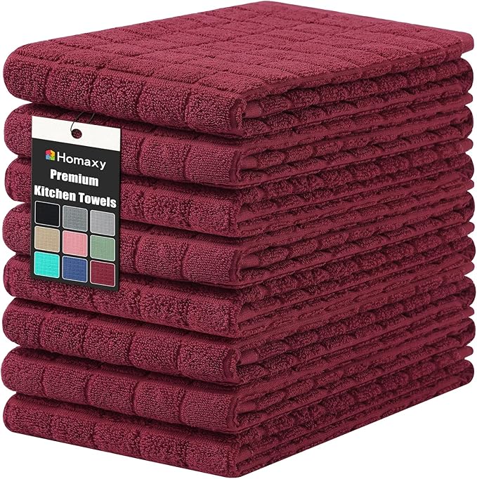 Homaxy Premium Cotton Kitchen Towels 16"x 28", Large Natural Ring Spun 390 GSM