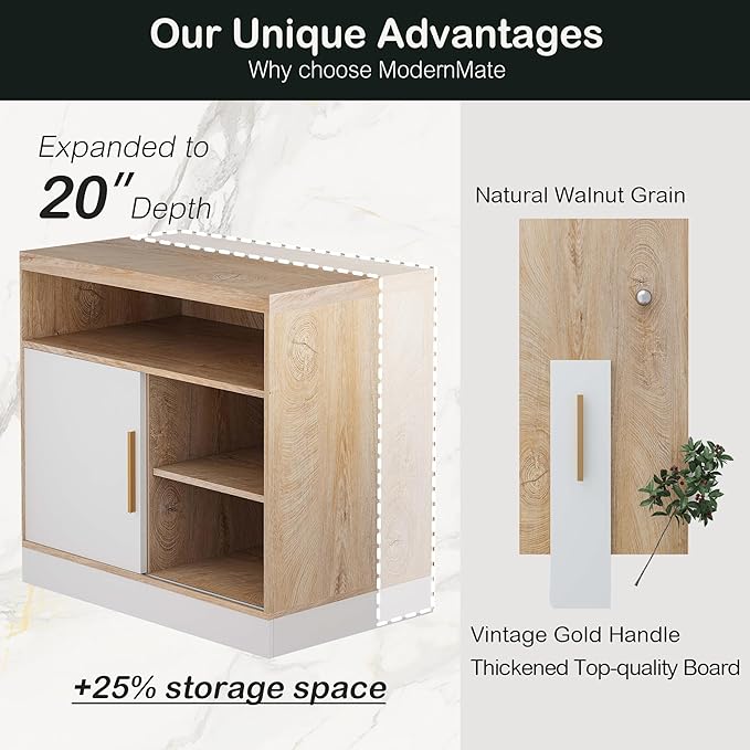ModernMate Modern Light Walnut Wood Accent Cabinet