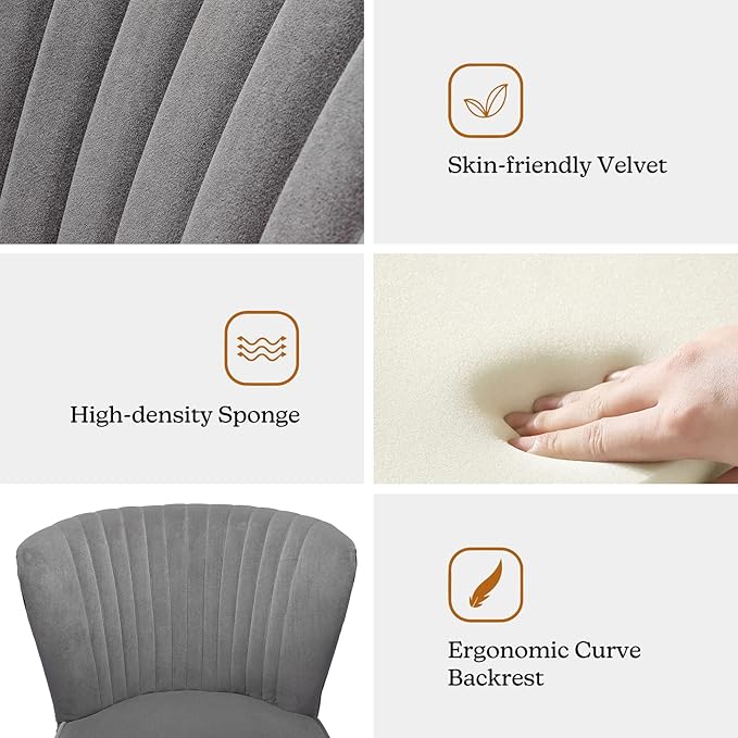 HULALA HOME Velvet Accent Chair, Modern Upholstered Cute Side Chair
