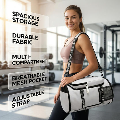 Gym Duffle Bag Backpack with Shoe Compartment,4 ways Travel Backpack for Women and Men,Multi-Functional bag with Waterproof Layer&Laptop Compartment for Fitness, Travel,Camping(Grey)