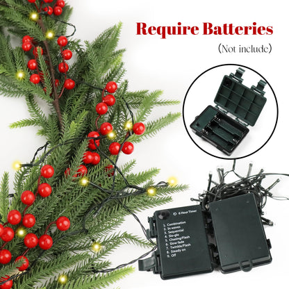 Christmas Norfolk Pine Garland,Real Touch Faux Winter Greenery Garland with Light for Stairs Table Fireplace Backdrop Wall,Christmas Holiday Seasonal Winter Decor (6ft)
