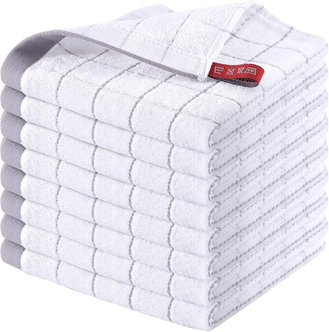 Homaxy 100% Cotton Terry Kitchen Dish Cloths, Ultra Soft and Absorbent Dish