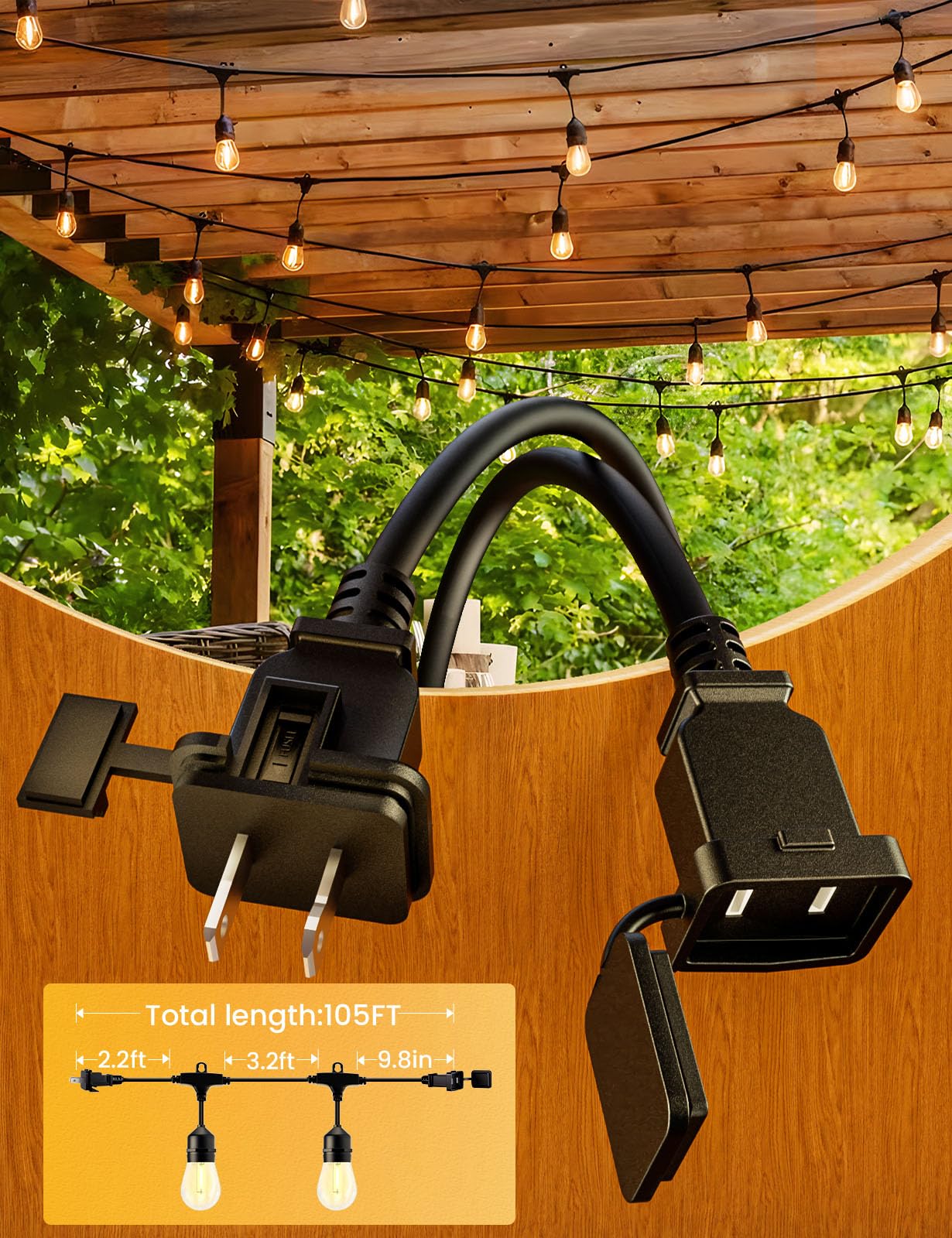 Svater 48FT 2W Outdoor String Lights with 150FT 1W Outdoor Led String Lights