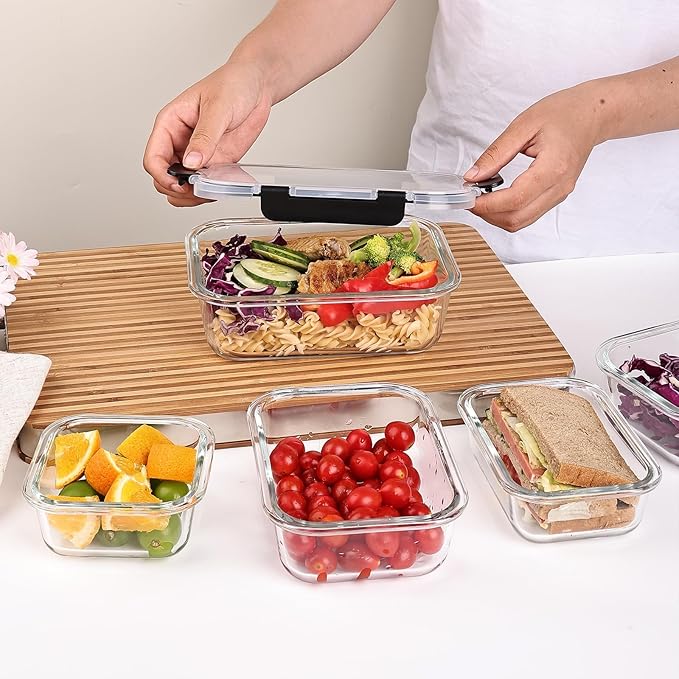 Liuruiyu 8 Pack Glass Food Storage Containers