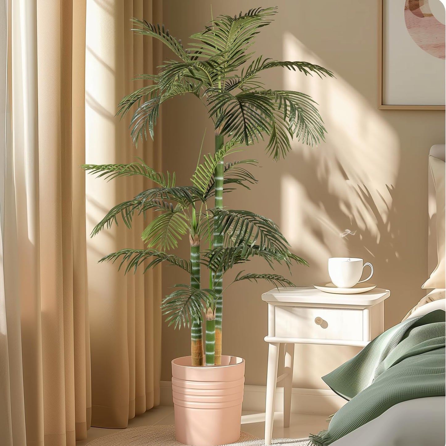 Artificial Palm Tree, Tall Tropical Palm Tree Faux Palm Plant for Indoor Outdoor Office House Living Room Home Decor