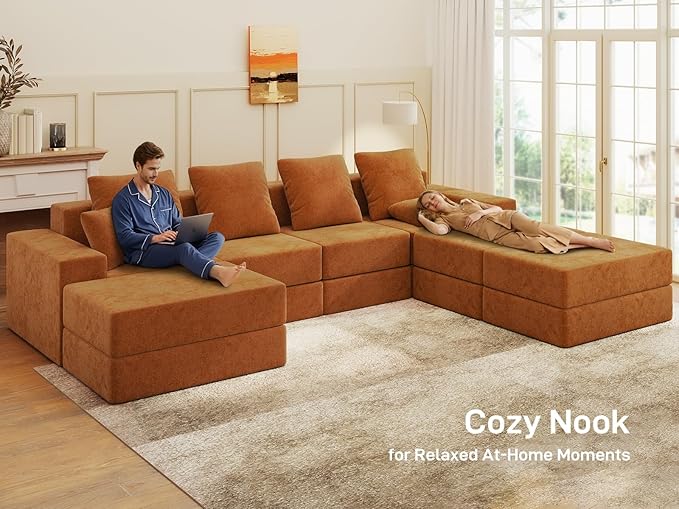 Living&Giving 128" U-Shaped Cloud Sectional Couch