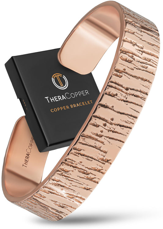 TheraCopper Copper Bracelet for Men & Women — 100% Pure Copper Bracelets — Raw, Solid & Uncoated Authentic Handmade Tibetan Bracelet Cuff Bangles (Timber)