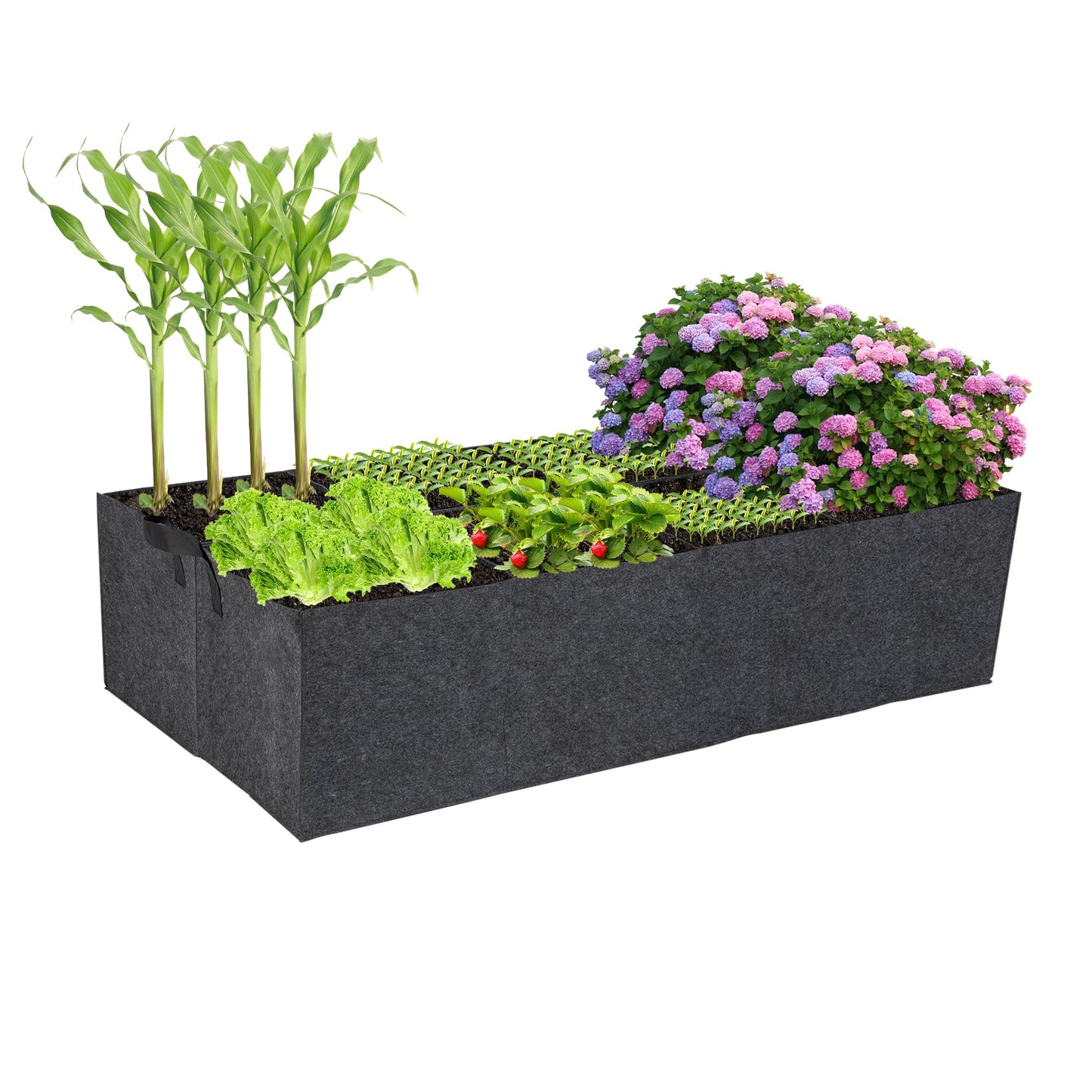 FVOTNW 8 Grids Fabric Raised Garden Beds, 4x2x1ft Thickened 400G Square Fabric Grow Bags with Handles,Indoor Outdoor Fabric Plant Pots Planter for Vegetables, Herbs, Flowers