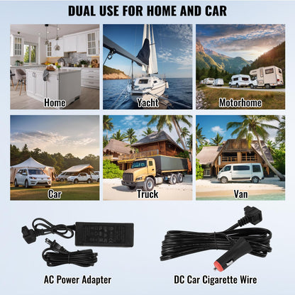 VEVOR NLS35, 12 Volt Car Refrigerator Fridge, 25Liter(26.4qt) Dual Zone Portable Freezer, -4℉-68℉ Adjustable Range, 12/24V DC and 100-240V AC Compressor Cooler for Outdoor, Camping, RV, Grey