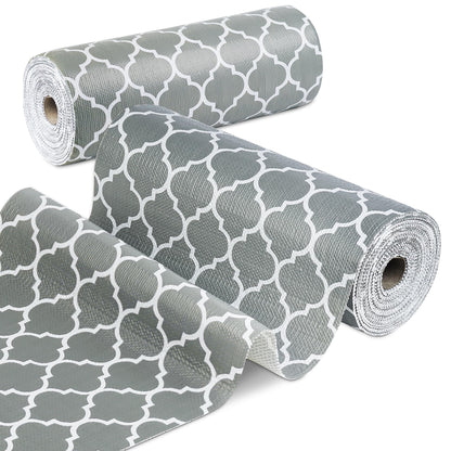 Shelf Liner for Kitchen Cabinets Non-Adhesive 12in X 10FT Cabinet Liners for Shelves Waterproof Thick Strong Grip Non Slip Drawer Liner Contact Paper for Cupboard Easy to Clean,Gray Lantern