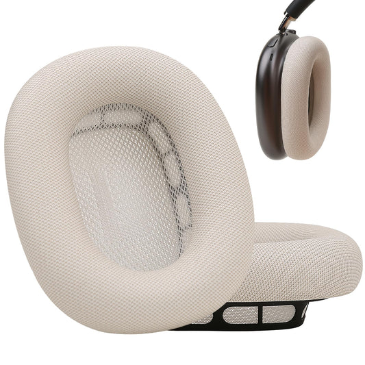Laselan Upgraded Silicone Ear Cushions for AirPods Max Headphones 2024, Protein Leather Covered Ear Pads with Silicone & Memory Foam and Magnet (Starlight)