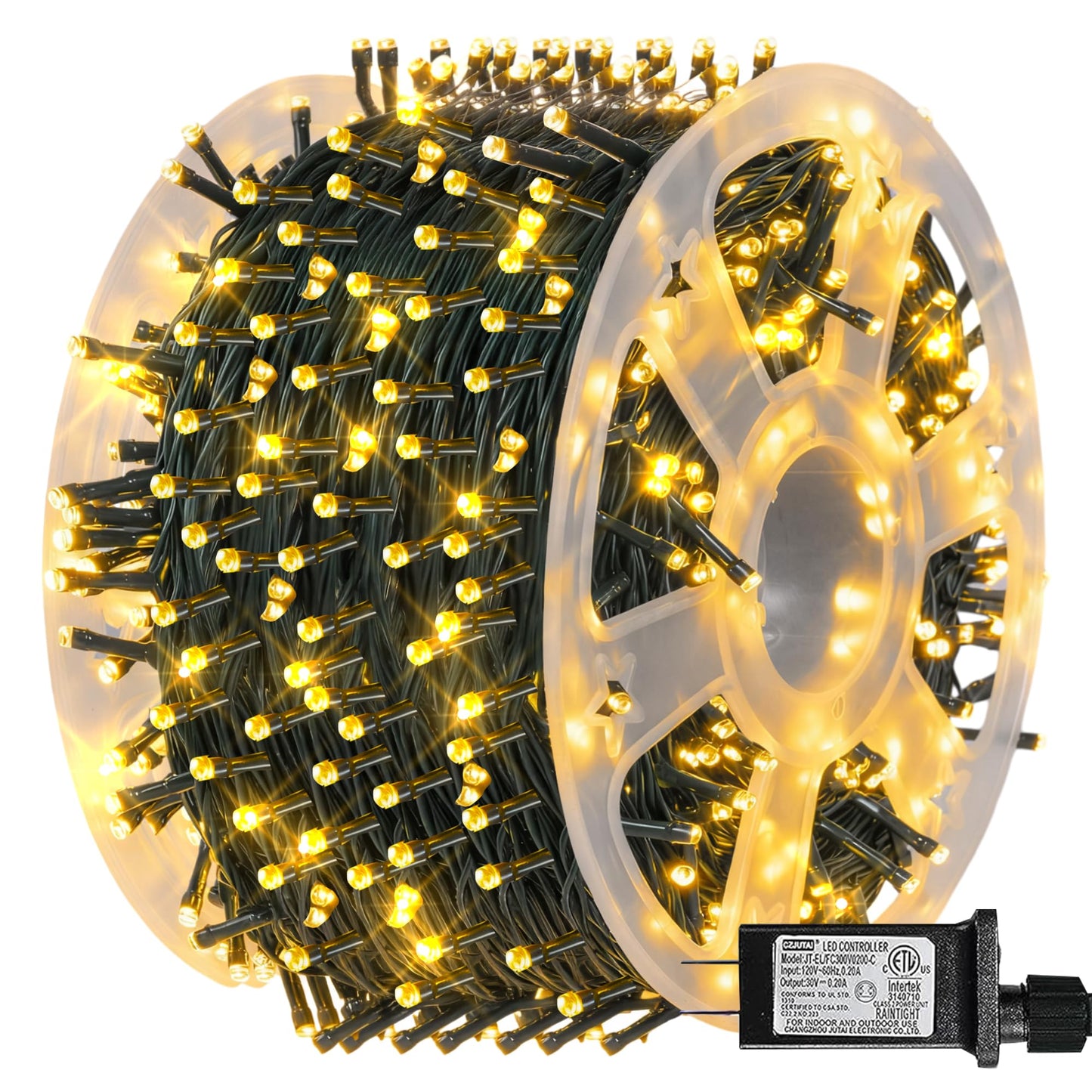 Dazzle Bright 164 FT 500 LED Christmas String Lights, Waterproof Green Wire String Lights with 8 Modes, Outdoor Christmas Decorations for Indoor Garden Party Yard Decor (Warm White)