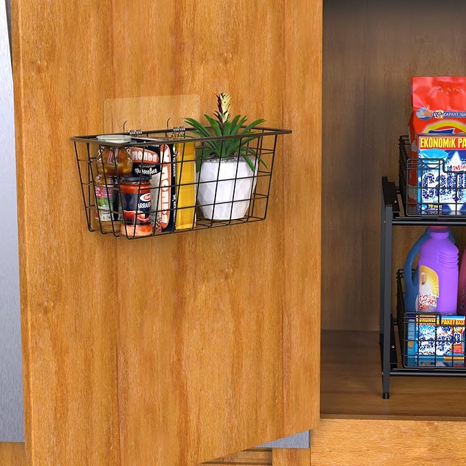 MaraFansie Over the Cabinet Door Organizer Wall Wire Baskets Hanging Kitchen