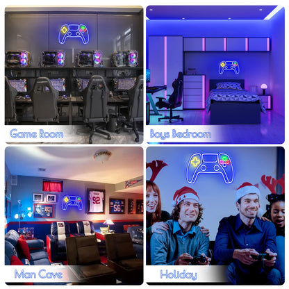 Kavaas Gamer Neon Sign, Game Controller LED Sign for Gaming Room Decor - Game Neon Sign for Teen Boy Room Decor - Best Gamer Gifts for Boys, Kids