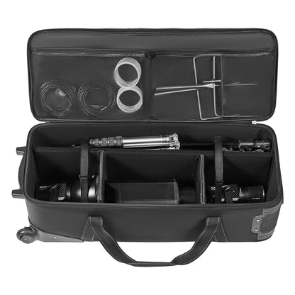 VEVOR Studio Equipment Trolley Case, 35.83 x 11.81 x 14 in / 91 x 30 x 35.5 cm, Rolling Camera Bag, Carrying Bag with Wheels Straps Padded Compartment Handle, for Light Stands, Tripods, Telescopes