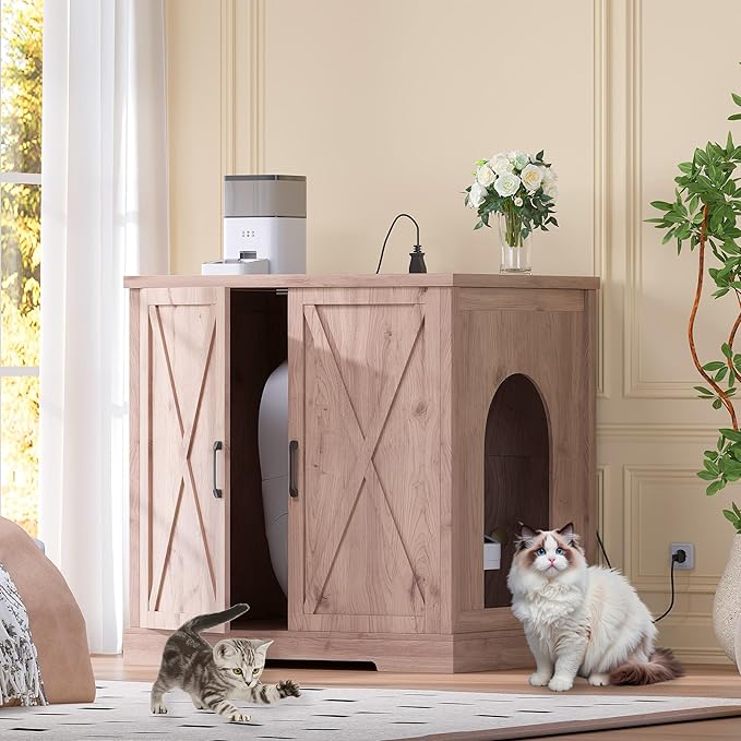 Heybly 34.5" Litter Box Enclosure, Large Robot Cabinet