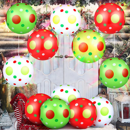 Jetec 12 Pcs Christmas Inflatable Balls 12 Inch Light Up Giant Inflatable Christmas Decorations Lime Green PVC Blow Up Xmas Large Hanging Ball Ornaments for Tree Porch Lawn Yard Holiday Outdoor Decor
