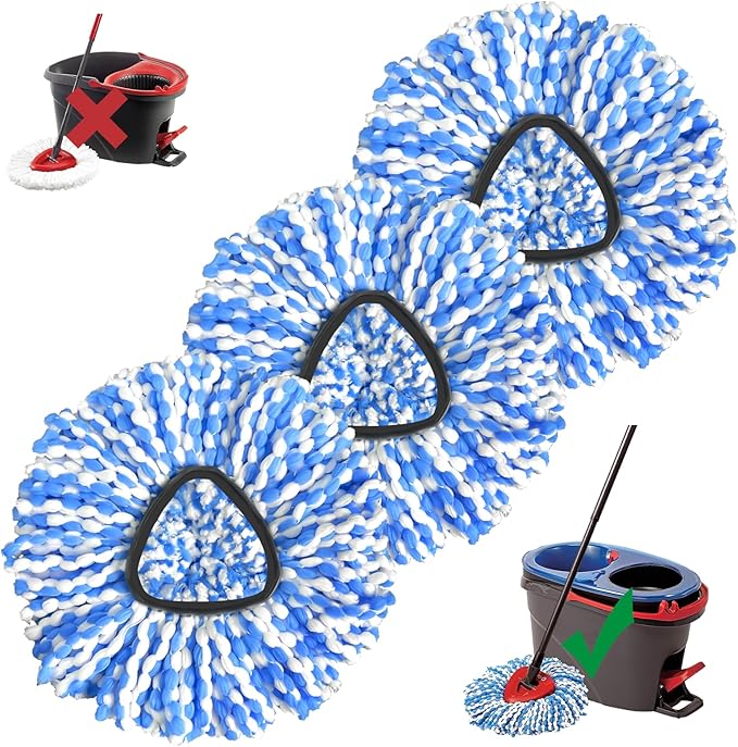 Spin Mop Replacement Head, 3 Pack Mop Replacement Head, Easy Cleaning,