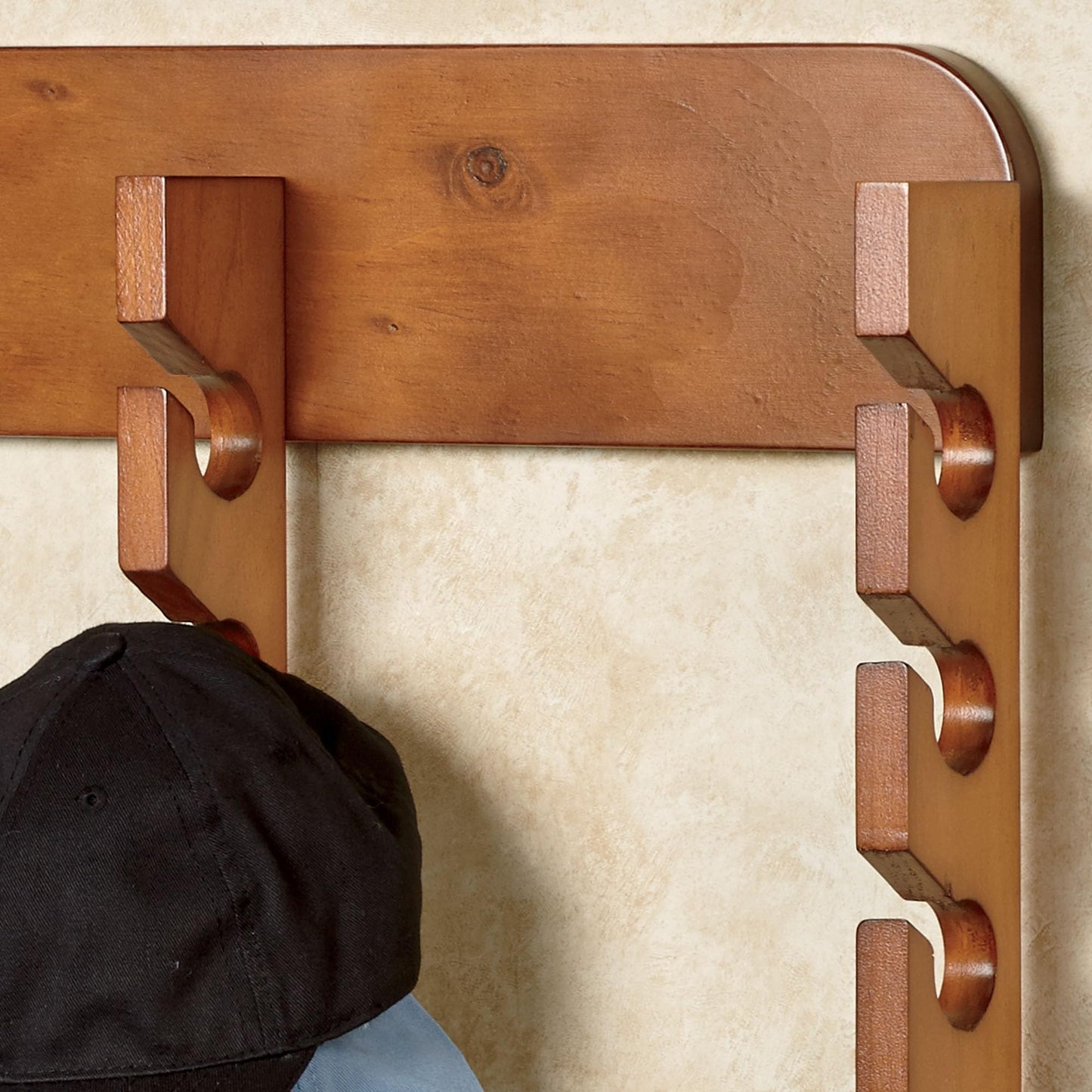 Touch of Class Wooden Ball Cap Display Wall Rack - Windsor Oak - Triple, 30 Slots - Baseball Hat Display - Made of Wood - Class Racks for Hats - Organizer for Bedroom, Living Room, Entryway