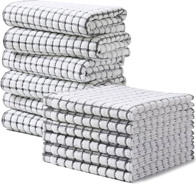Homaxy Kitchen Towels and Dishcloths Set, 16 x 25 and 12 x 12 Inches, Super