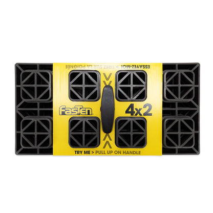 Camco Fasten RV Leveling Blocks - Features Interlocking Design for Customizable Height - Carrying Handle Twists to Secure Blocks for RV Storage - Measures 17” x 8.5” x 1”, 10-Pack (21025)