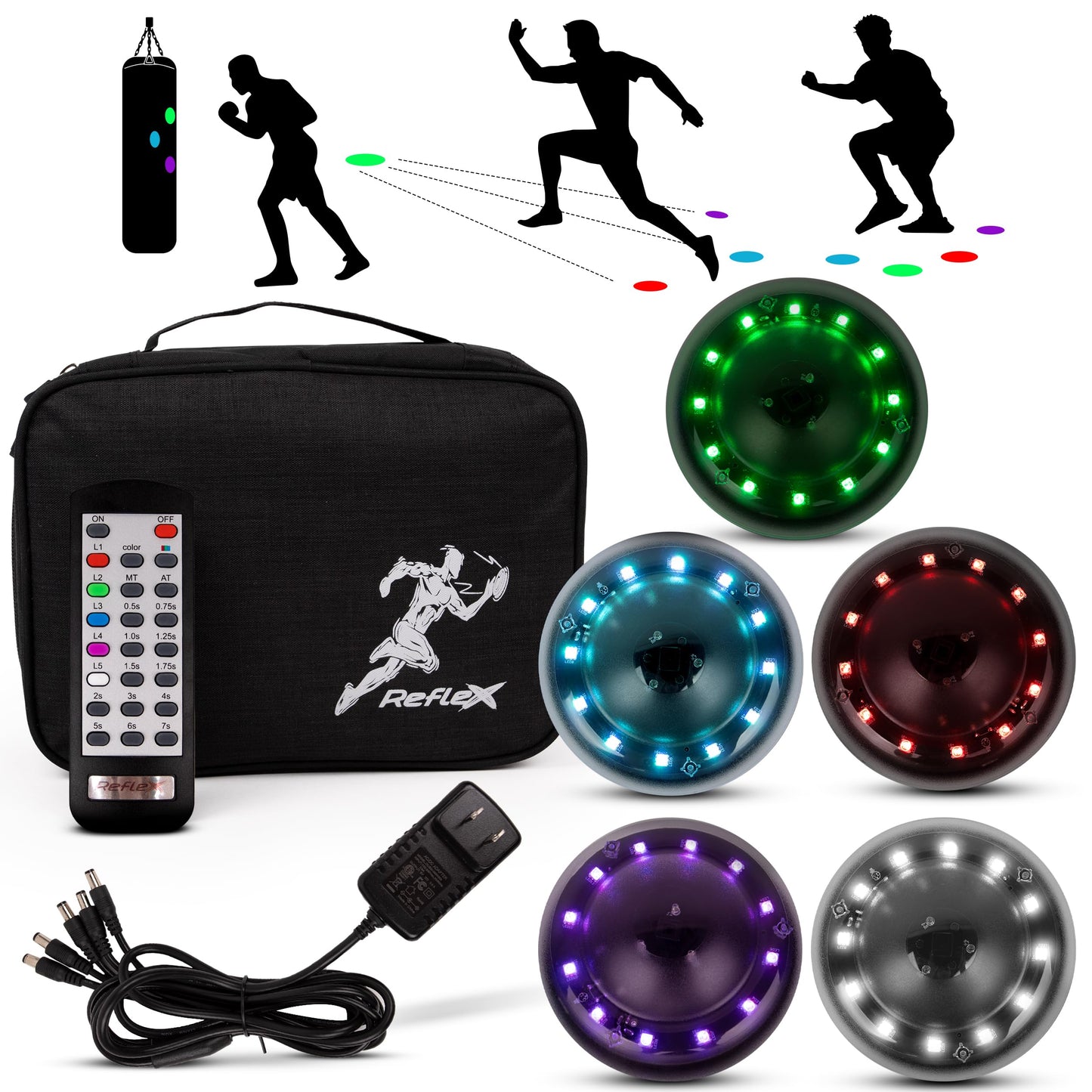 Reflexx RLT 2.1 Reaction Training Lights – Improve Reaction Time, Coordination & Focus – Adjustable Speed, Random Mode, Brightness & Sound Control – for Fitness, Rehab, Seniors & Athletes