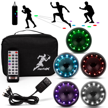 Reflexx RLT 2.1 Reaction Training Lights – Improve Reaction Time, Coordination & Focus – Adjustable Speed, Random Mode, Brightness & Sound Control – for Fitness, Rehab, Seniors & Athletes