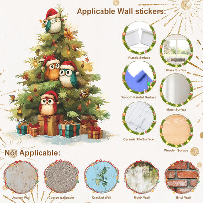 MeyRolizn Merry Christmas Tree Wall Decal Christmas Cute Window Clings Wall Decals Peel and Stick Christmas Decor Wall Stickers for Winter Room Kitchen Bathroom Party Holiday Decoration