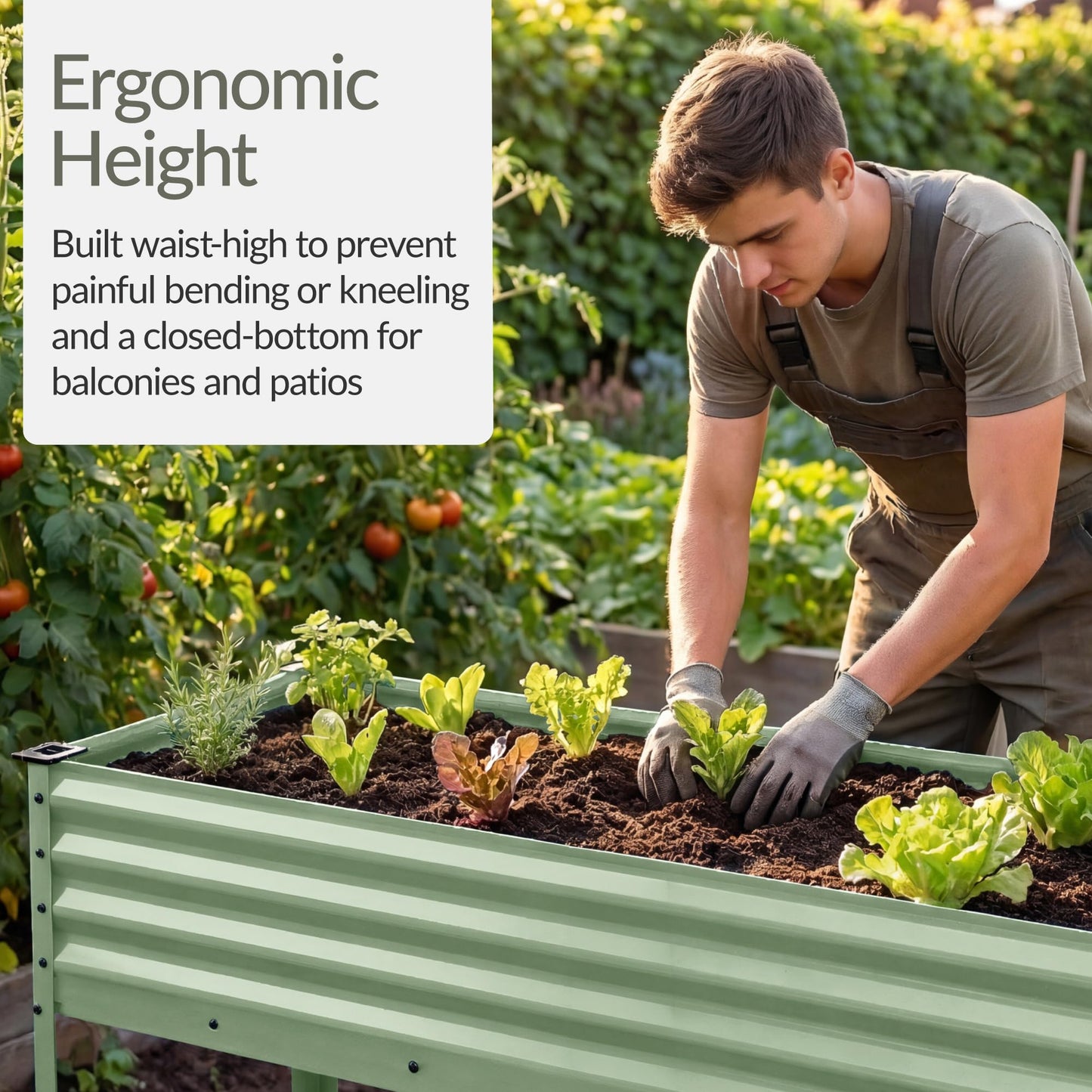 Best Choice Products 48x24x30in Galvanized Raised Garden Bed, Metal Elevated Planter Box, Vegetable Garden for Backyard, Patio, Balcony, 100% Non Toxic Materials - Sage Green