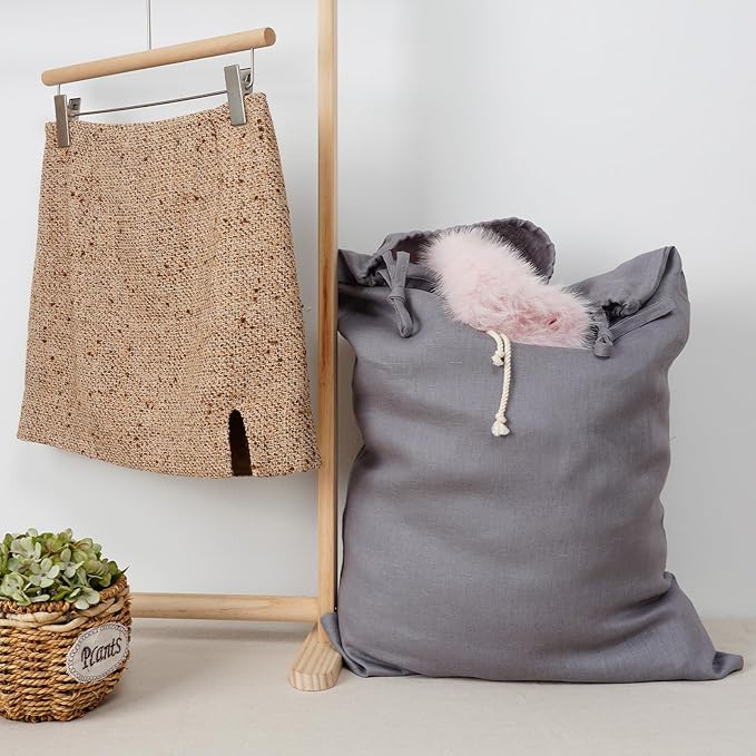 Linen Hanging Laundry Bag, Over The Door Laundry Hamper