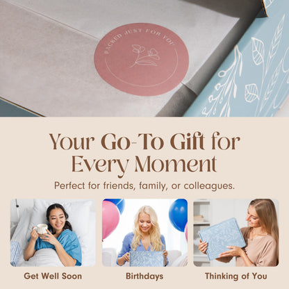 Unboxme Thank You & Appreciation Gift Basket for Women, Cozy Care Package with Tea, Mug, Socks & Honey, Ready to Gift for Friends, Clients & Coworkers
