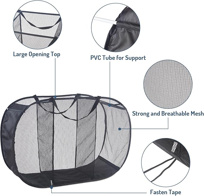 Seiritex Mesh Popup Laundry Hamper 3 Compartment Sortable Horizontal