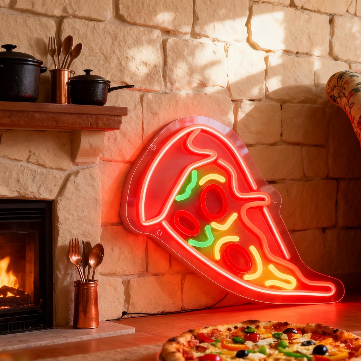 Neonawall Pizza Lovers Business Neon Sign for Wall Decor Light Up Letters Led Sign Party Gift Led Decorative Night Signs Photo Prop Decorations Grand Opening Gift for Fast Food Restaurant Pizza Lovers