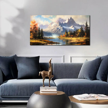 Mountain Wall Art for Living Room Bedroom Office Nature Wall Art Large Mountain Lake Forest Landscape Pictures Modern Artwork Framed Wall Decor Canvas Prints 20x40 Inch