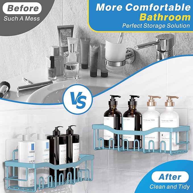 EUDELE 5-Pack Rustproof Stainless Steel Shower Caddy – No Drill Adhesive