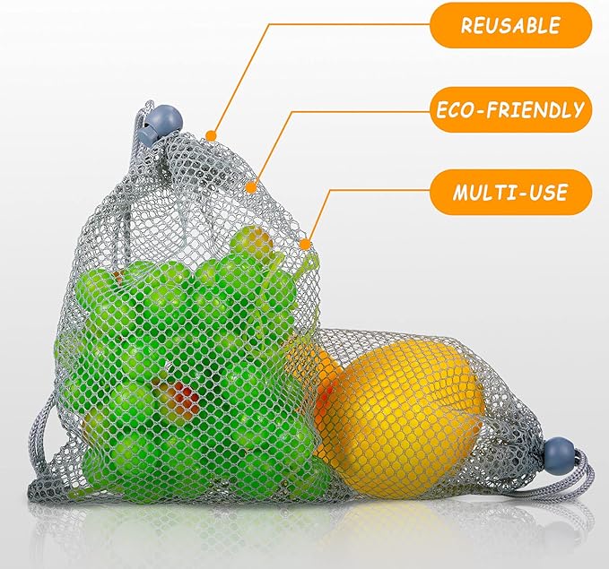 TecUnite 10 Pcs Mesh Bags Drawstring Laundry Bags Large Nylon Mesh Gift