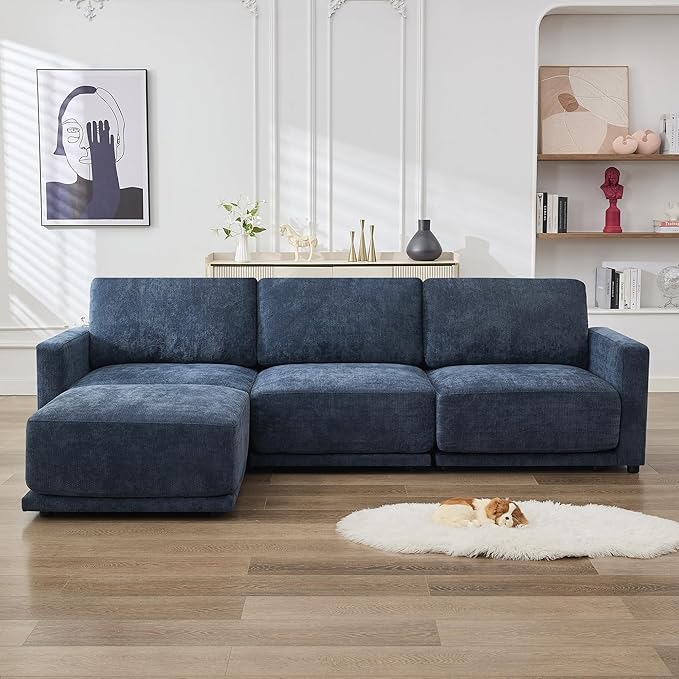 110.6" L Shaped Sectional Sofa, Modular Cloud Deep Seat Couch