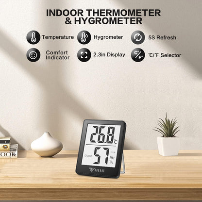 DOQAUS Digital Room Thermometer, 3 Pack Accurate Indoor Thermometer Hygrometer, Mini Humidity Meter, Room Thermometer Temperature Monitor with comfort icon for Nursery Greenhouse Office Baby Room