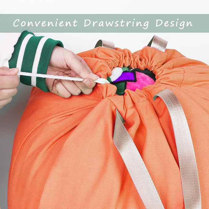 Cotton Canvas Laundry Bag with Handles & Drawstring Straps, Heavy Duty Extra