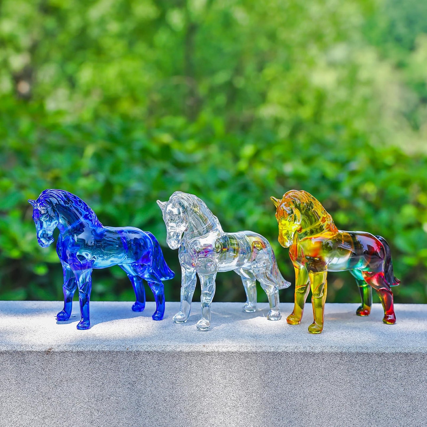 LONGWIN Handcrafted Glass Horse Figurines Collectible Decor for Home, Elegant Realistic Crystal Horse Status Animal Sculpture