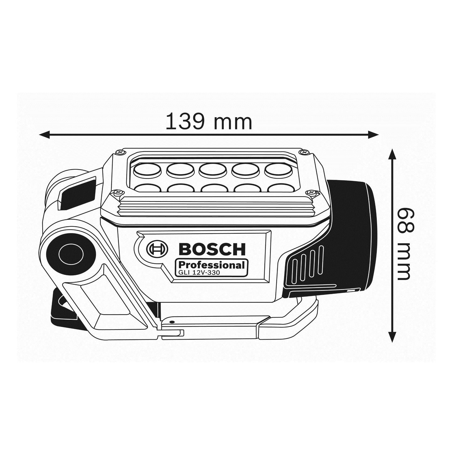 Bosch Professional 12V System GLI 12V-330 cordless LED worklight (330 lumens, operating time: 180 min/Ah, without battery/charger)