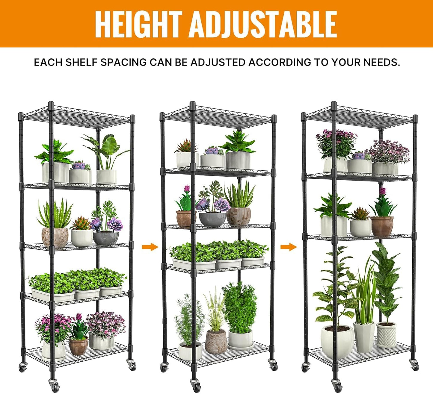 sagrynfp Indoor Greenhouse with Grow Light, 5 Tier 23.2" L×13.3" W×61.3" H Indoor Green House, with 96W Full Spectrum Growing Lamps，Metal Indoor Greenhouse for Seed Starting