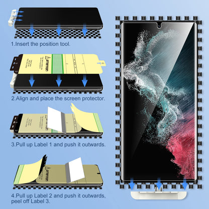 LK 3 Pack for Samsung Galaxy S22 Ultra Screen Protector [Not Glass] [Support Fingerprint Unlock] Bubble Free, with Easy Installation Tool, 3D Curved Max Coverage for S22 Ultra 6.8-inch