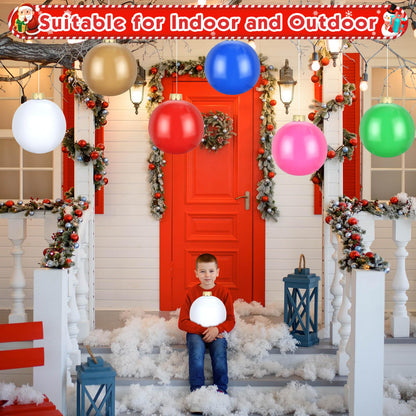 Flasoo 12 Pack Inflatable Christmas Ornaments for New Year Festive, Large Blow up Christmas Balls for Front Door Yard Tree Hanging Decoration (9 Inch)