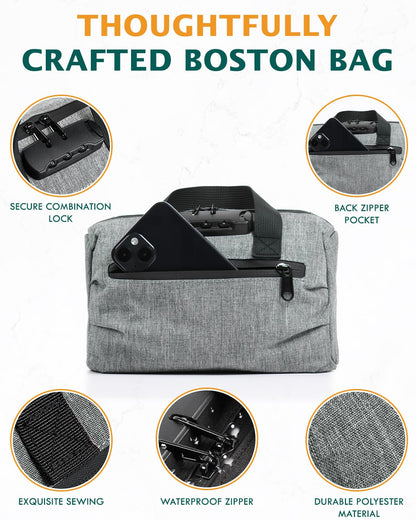 SafeDelux Smell Proof Bag with Combination Lock, Odorless Activated Carbon Fiber Smell Proof Container, Portable Stash Box for Travel, Home, Office & Gifts (Black1)