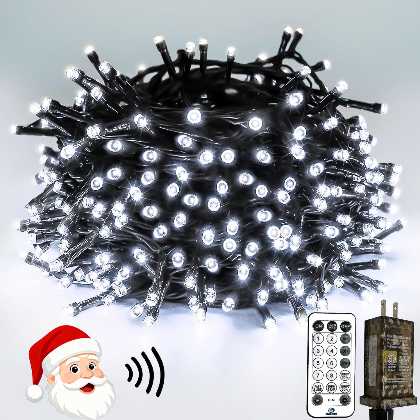 Voice Controlled Christmas Lights with Remote, 99 FT 300 LED String Lights Indoor Outdoor with 12 Modes 3 Timers, Dimmable Twinkle Light Plug in Waterproof for Xmas Tree Party Decorations, Cool White