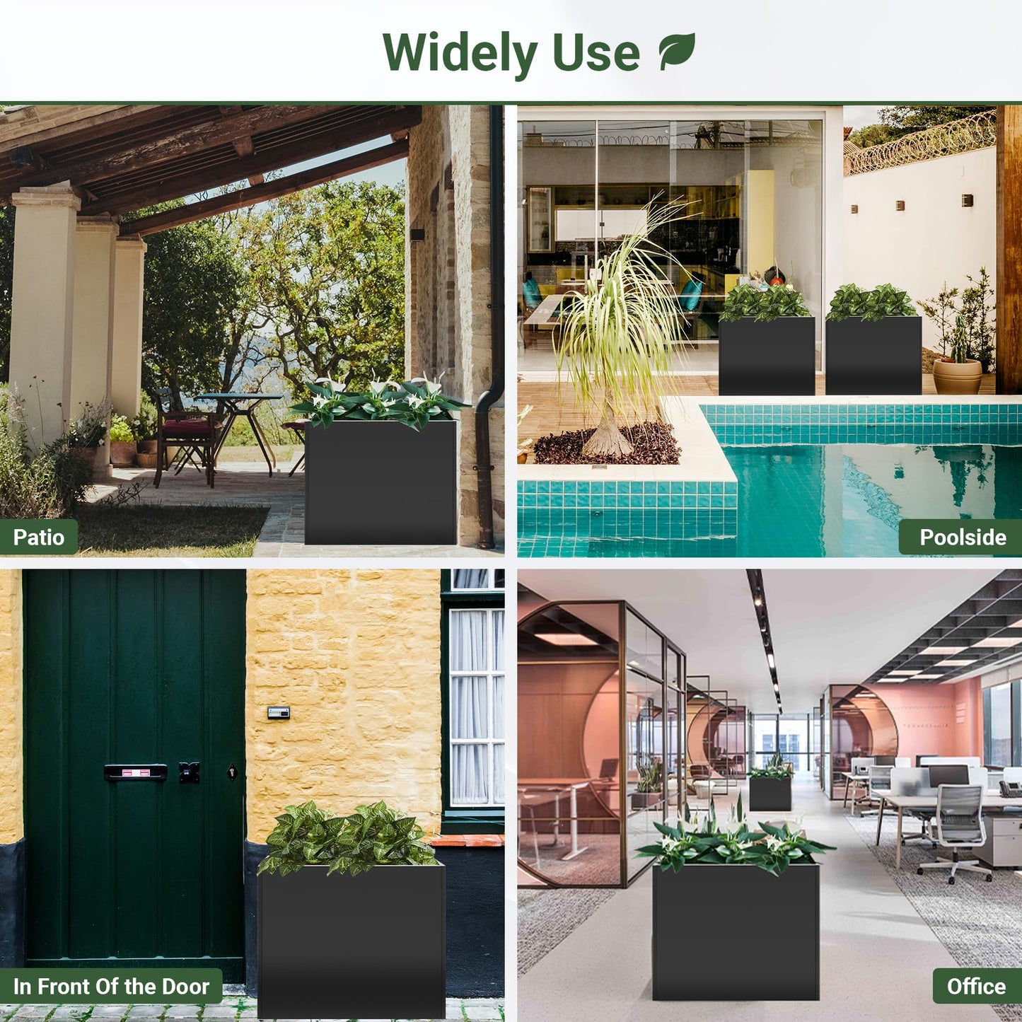 Toriexon 36" Metal Planter Box, Large Rectangular Window Box with Drainage Holes & Rust-Proof Coating, Modern Outdoor/Indoor Flower Box for Balcony, Patio & Herbs, Black