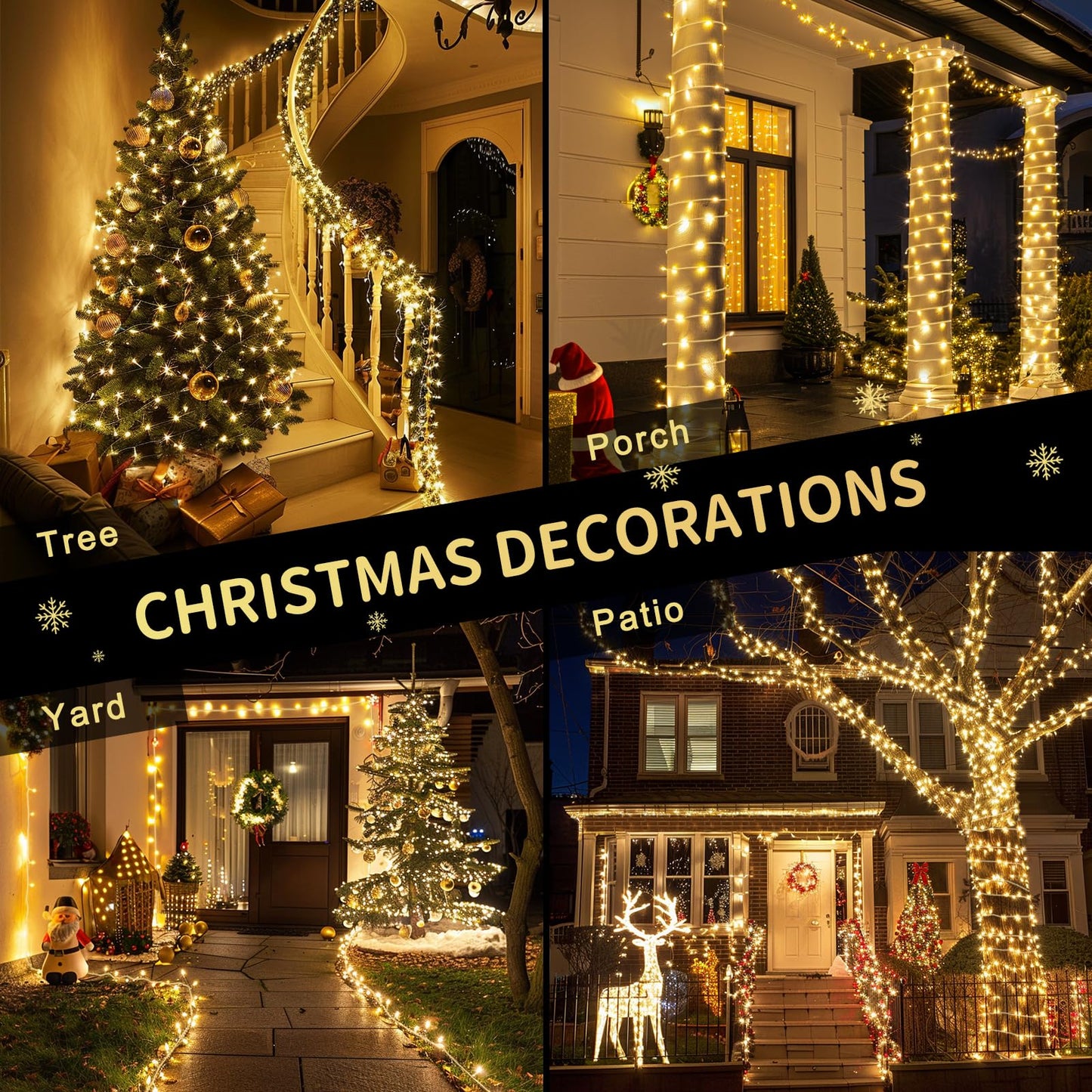JMEXSUSS 200 LED String Lights Indoor Outdoor Clear Wire, Connectable Warm White Christmas String Lights for Bedroom, 66 Ft Twinkle Fairy Light Plug in for Wedding Home Tree Yard Patio Classroom Decor